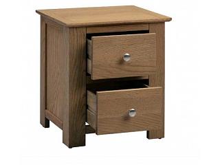 Solid Oak 2 drawer bedside cabinet. Smoked Oak